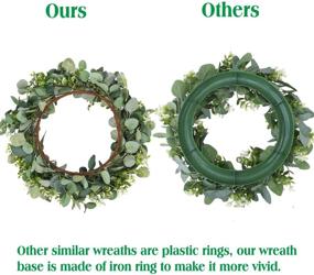 img 2 attached to 🌿 Whonline 19 Inch Artificial Eucalyptus Wreath: Festive Front Door Spring Summer Décor - Large Green Leaf Design for Celebrations, Walls, Windows, Porch, Farmhouse, Patio & Garden