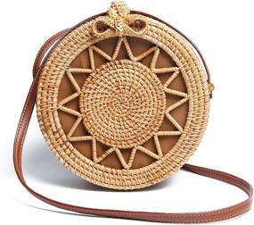 img 4 attached to 👜 Ручные сумки и кошельки "Handmade Rattan Bohemian" для женщин от Lanpet
