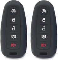 🔑 hvasun black silicone rubber key cover fob for ford focus edge escape explorer taurus lincoln remote keyless - perfect fit for 5 button logo