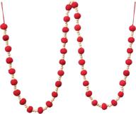 🎊 red textile garlands - creative co-op 72" l wool felt ball & wood bead, multi-colored logo