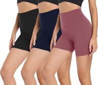 🩳 3 pack biker shorts for women – high waisted tummy control soft workout shorts for yoga, athletic running, cycling logo