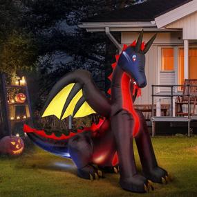 img 2 attached to Giant Inflatable Fire & Ice Dragon Decoration with Built-in LED Lights, 9ft, Animated Blow Up for Halloween Outdoor Yard Lawn Decor - Quick Air Blown, Perfect for Holiday Season