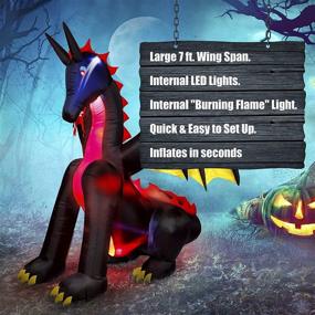 img 1 attached to Giant Inflatable Fire & Ice Dragon Decoration with Built-in LED Lights, 9ft, Animated Blow Up for Halloween Outdoor Yard Lawn Decor - Quick Air Blown, Perfect for Holiday Season