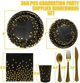 img 3 attached to 🎉 Ultimate Black and Gold Party Supplies: Luxe 350 Pcs Disposable Dinnerware Sets - Perfect for Christmas, Thanksgiving, New Year's Eve, Birthday, and Wedding Party