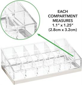 img 3 attached to 🗃️ mDesign Plastic Organizer Storage Center: Ideal for Bathroom Vanity, Countertops, and Bedroom Nightstands - 18 Sections for Essential Oil Sets, Makeup Brushes, and Cosmetics - Perfect Companion for Diffusers - Clear/Brushed