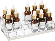 🗃️ mdesign plastic organizer storage center: ideal for bathroom vanity, countertops, and bedroom nightstands - 18 sections for essential oil sets, makeup brushes, and cosmetics - perfect companion for diffusers - clear/brushed логотип