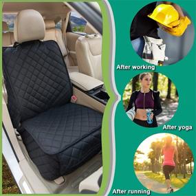 img 2 attached to 🐶 HAPYFOST Waterproof Front Seat Cover - Nonslip & Full Protection with Side Flaps for Most Cars, Trucks, SUVs - Dog Car Seat Covers