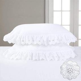 img 4 attached to YINFUNG Pillowcases Scalloped Farmhouse Embroidered