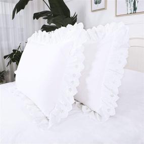 img 3 attached to YINFUNG Pillowcases Scalloped Farmhouse Embroidered