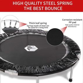 img 3 attached to Shape Fit Core Indoor Trampoline: 48-inch Foldable & Portable with Carry Bag - Height Adjustable Foam Handlebar, Max 330LB Load - Includes Wireless Jump Rope & Resistance Band for 3in1 Workout