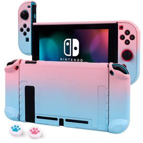 img 4 attached to 🎮 Cybcamo Nintendo Switch Protective Case - Hard Shell Grip for Console, Joy-Con Controllers, and Thumbsticks (Pastel Pink & Blue)