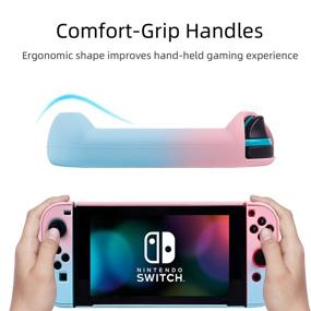 img 2 attached to 🎮 Cybcamo Nintendo Switch Protective Case - Hard Shell Grip for Console, Joy-Con Controllers, and Thumbsticks (Pastel Pink & Blue)