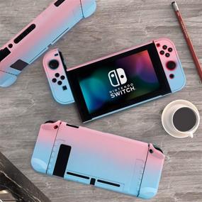 img 3 attached to 🎮 Cybcamo Nintendo Switch Protective Case - Hard Shell Grip for Console, Joy-Con Controllers, and Thumbsticks (Pastel Pink & Blue)