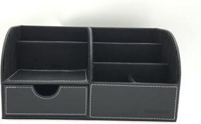 img 2 attached to 🖤 UnionBasic Office Desk Organizer - Premium PU Leather Multifunctional Desktop Storage Box - Black