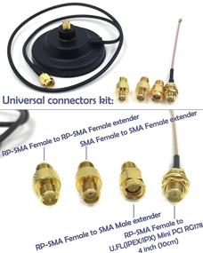 img 2 attached to 📶 High-Gain Dual Band Wi-Fi Antenna with 9dBi Extension, Long Range Omni Directional, 2.4/5GHz, RP-SMA Male Connector on Magnetic Base, Includes Connectors and Extenders - Universal Kit