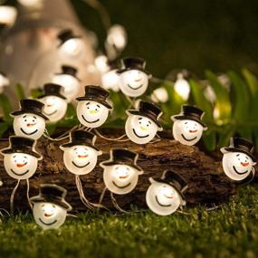 img 1 attached to 🎄 10FT Onemore Snowman LED String Lights: Battery Operated Fairy Lights for Bedroom, Outdoor Kids Bedroom Decor, Wedding, Nursery, Party, Patio Fence