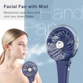 img 3 attached to HandFan Portable Handheld Misting Fan: Rechargeable Personal Mister with Colorful Nightlight - Ideal for Travel, Outdoors, Hiking, Camping (Royal Blue)