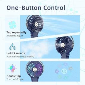 img 2 attached to HandFan Portable Handheld Misting Fan: Rechargeable Personal Mister with Colorful Nightlight - Ideal for Travel, Outdoors, Hiking, Camping (Royal Blue)