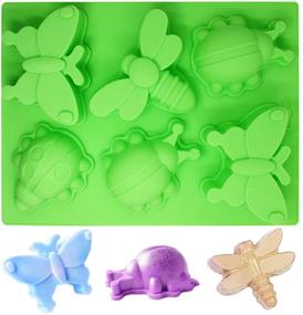 img 2 attached to 🐞 SENHAI 2 Pcs Insect Shape Silicone Trays: Dragonfly, Butterfly, Ladybug Cake Baking Molds - DIY Soap, Handmade Muffin, Biscuit Cookie Pans in Orange and Green