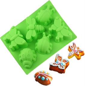 img 1 attached to 🐞 SENHAI 2 Pcs Insect Shape Silicone Trays: Dragonfly, Butterfly, Ladybug Cake Baking Molds - DIY Soap, Handmade Muffin, Biscuit Cookie Pans in Orange and Green