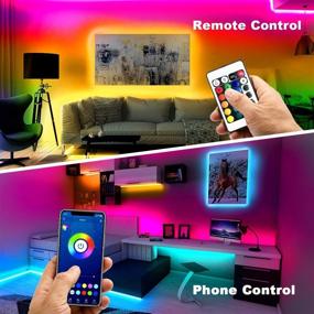 img 3 attached to RoLasKor 16.4ft Smart LED Strip Lights - Music Sync RGB Color 🎶 Changing Lights with Phone Control, Bluetooth, Music Sync, Timer - Bedroom Party Decoration