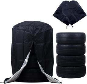 img 4 attached to 🔒 Waterproof Spare Tire Storage Bag - DIKLEY Tire Covers with Wheel Felt, Side View Mirror Cover, and Adjustable Foldable Tire Pad - Dust Cover Protection for Car Truck SUV (73x110cm/28inx43in)