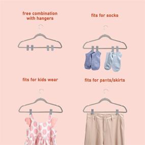 img 3 attached to 👕 HOUSE DAY 20 Pack Plastic Finger Clips for Hangers: Grey Pants Hanger Clips with Strong Pinch Grip for Slim-line & Velvet Clothes Hangers