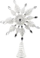 ❄️ metal silver snowflake tree topper: festive home party, holiday, winter, xmas decorations logo