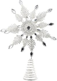 img 4 attached to ❄️ Metal Silver Snowflake Tree Topper: Festive Home Party, Holiday, Winter, Xmas Decorations