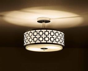 img 2 attached to 💡 SOTTAE Modern Semi Flush Mount Drum Ceiling Light Fixture - Glass Diffuser, Flush Mount Bedroom Ceiling Lights, Ceiling Lamp for Living Room Kitchen Hallway - Chrome Finish, 2-Light, 12 Inch