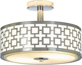 img 4 attached to 💡 SOTTAE Modern Semi Flush Mount Drum Ceiling Light Fixture - Glass Diffuser, Flush Mount Bedroom Ceiling Lights, Ceiling Lamp for Living Room Kitchen Hallway - Chrome Finish, 2-Light, 12 Inch