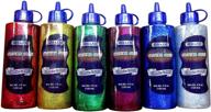 🎨 classic colors 6-pack glitter glue set - 4oz (120ml) bottles in green, gold, red, silver, blue, and purple logo