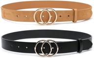 💃 chic and versatile: moreless women's leather fashion double belts for perfect women's accessories logo