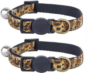 img 4 attached to 🐱 2-Pack of Adjustable Breakaway Cat Collars with Bell – Floral and Leopard Patterns, Ideal for Cats, Kittens, and Small Breed Puppies – Quick Release Safety Collar Set