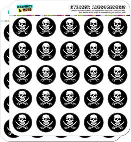 img 4 attached to 1-Inch Planner Calendar Scrapbooking Crafting Opaque Stickers with Crossed Swords Jolly Roger Pirate Skull