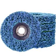 🔵 mornajina 5 pack strip discs stripping wheel, 4-1/2" x 7/8", strip wheel disc for angle grinders, paint rust remover, clean & remove paint coating rust and oxidation for wood metal fiberglass (blue) logo