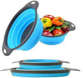 img 3 attached to 🍽️ Space-saving Collapsible Colander Set: DLD Food Grade Silicone Kitchen Strainer with Foldable Kits, 2 Sizes - 8 Inches (2 Quarts) and 9.5 Inches (3 Quarts), in Blue