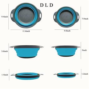 img 1 attached to 🍽️ Space-saving Collapsible Colander Set: DLD Food Grade Silicone Kitchen Strainer with Foldable Kits, 2 Sizes - 8 Inches (2 Quarts) and 9.5 Inches (3 Quarts), in Blue