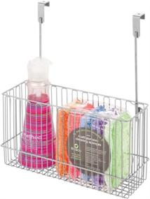 img 4 attached to 🗄️ mDesign Metal Over Cabinet Kitchen Storage Organizer Holder/Basket - Hang Over Cabinet Doors in Kitchen/Pantry - Ideal for Bakeware, Cookbook, Cleaning Supplies - Durable Steel Wire - Chrome Finish