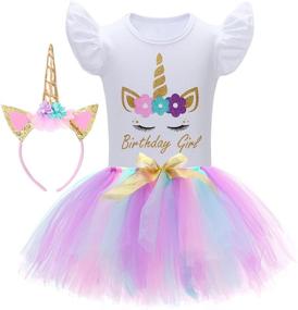 img 4 attached to 🦄 Girls' Unicorn Birthday Party Dress and Headband Set - Clothing and Dresses