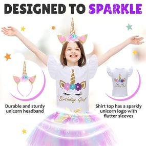 img 2 attached to 🦄 Girls' Unicorn Birthday Party Dress and Headband Set - Clothing and Dresses