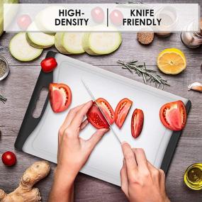 img 1 attached to 🔪 Kikcoin XL Clear and Black Plastic Cutting Board, 17.33&#34; Dishwasher Safe Chopping Board with Juice Grooves, Easy-Grip Handle - Ideal Extra Large Cutting Board for Kitchen