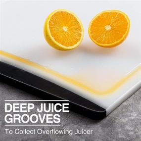 img 2 attached to 🔪 Kikcoin XL Clear and Black Plastic Cutting Board, 17.33&#34; Dishwasher Safe Chopping Board with Juice Grooves, Easy-Grip Handle - Ideal Extra Large Cutting Board for Kitchen