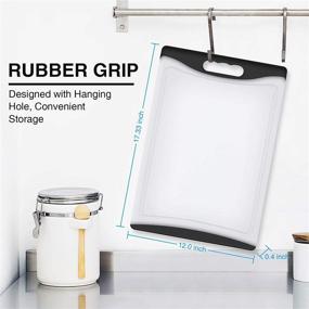 img 3 attached to 🔪 Kikcoin XL Clear and Black Plastic Cutting Board, 17.33&#34; Dishwasher Safe Chopping Board with Juice Grooves, Easy-Grip Handle - Ideal Extra Large Cutting Board for Kitchen