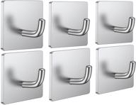 🧲 budding joy heavy duty adhesive hooks - stainless steel stick on wall, door, cabinet - 6 pack - towel, coat, clothes holders - self adhesive hooks for kitchen, bathroom, home logo