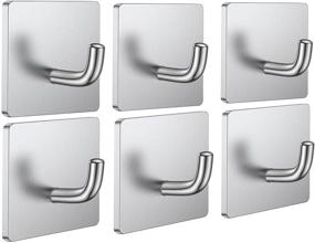 img 4 attached to 🧲 Budding Joy Heavy Duty Adhesive Hooks - Stainless Steel Stick on Wall, Door, Cabinet - 6 Pack - Towel, Coat, Clothes Holders - Self Adhesive Hooks for Kitchen, Bathroom, Home