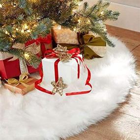 img 4 attached to 🎄 CHICHIC 48 inch Snow White Faux Fur Christmas Tree Skirt - Elegant Holiday Tree Decorations for Xmas Home Decor and Parties