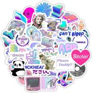 🌈 vibrant collection: 50pcs vaporwave stickers for laptop, water bottle, scrapbook album - aesthetic, trendy stickers for kids, teens, girls logo