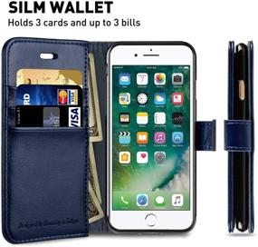 img 2 attached to 📱 MONASAY iPhone 7/8/SE2 Wallet Case [Glass Screen Protector Included] - Flip Folio Leather Cell Phone Cover with Credit Card Holder