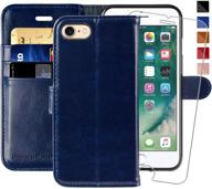 📱 monasay iphone 7/8/se2 wallet case [glass screen protector included] - flip folio leather cell phone cover with credit card holder logo